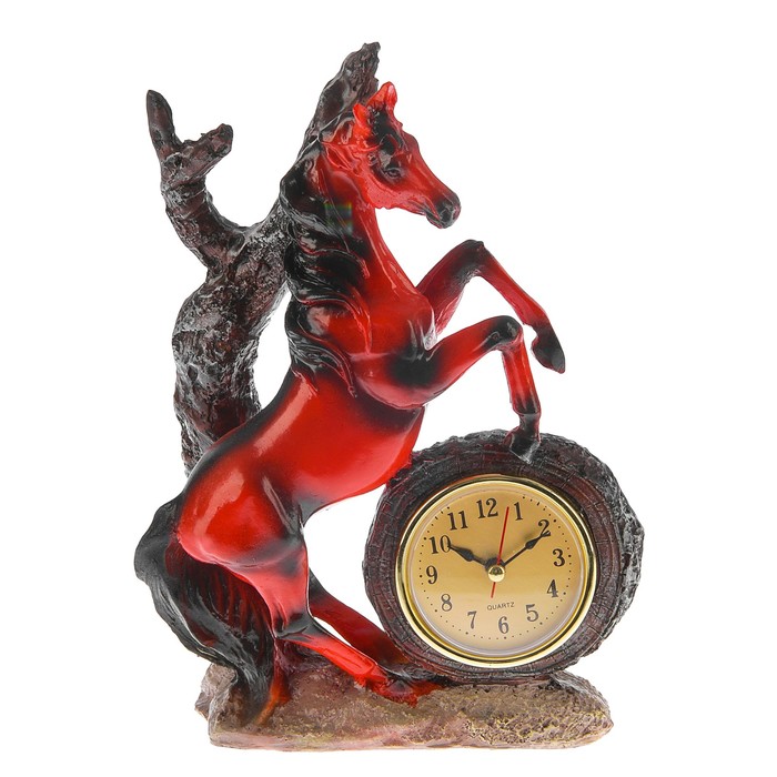 Часы настольные серия Полистоун. Конь, бат 1АА, 16*23см