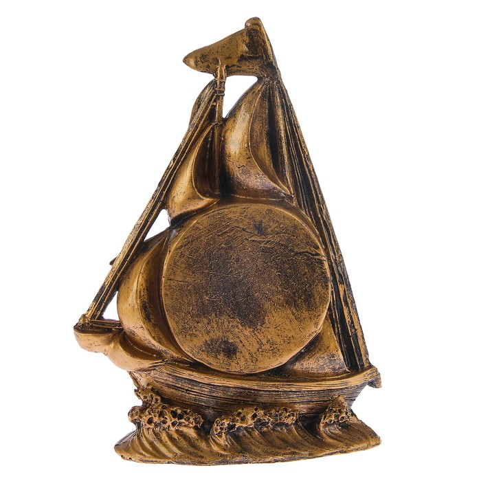 Часы настольные серия Полистоун. Корабль, бат 1АА, 18*25см