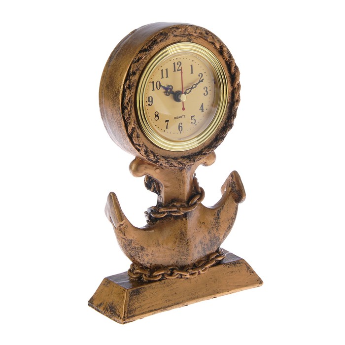 Часы настольные серия Полистоун. Морской якорь, бат 1АА, 14*23см