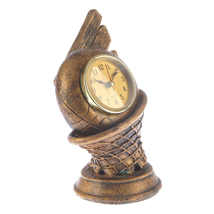 Часы настольные серия Полистоун. Мяч в сетке, бат 1АА, 12*20см