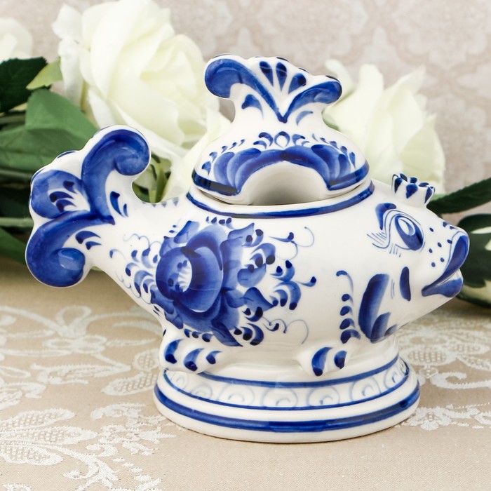 Икорница «Золотая рыбка», гжель