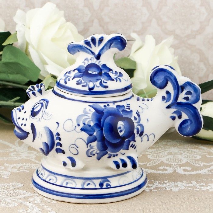 Икорница «Золотая рыбка», гжель