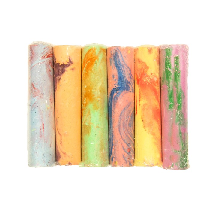 Мелки для рисования "Мраморные", набор 6 шт, 6 цветов