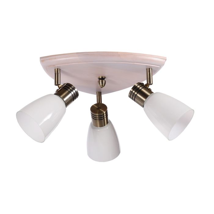 Люстра спот треугольная  "Анри" 3 лампы Е14 60Вт Беленый 33х33х17 см.