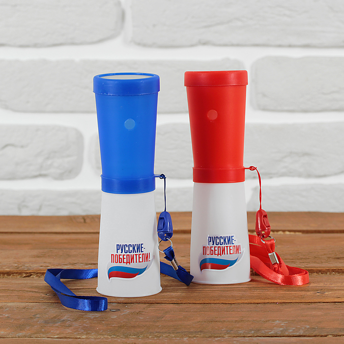 Свисток-гуделка болельщика "Русские — победители!", 17 см, цвета МИКС