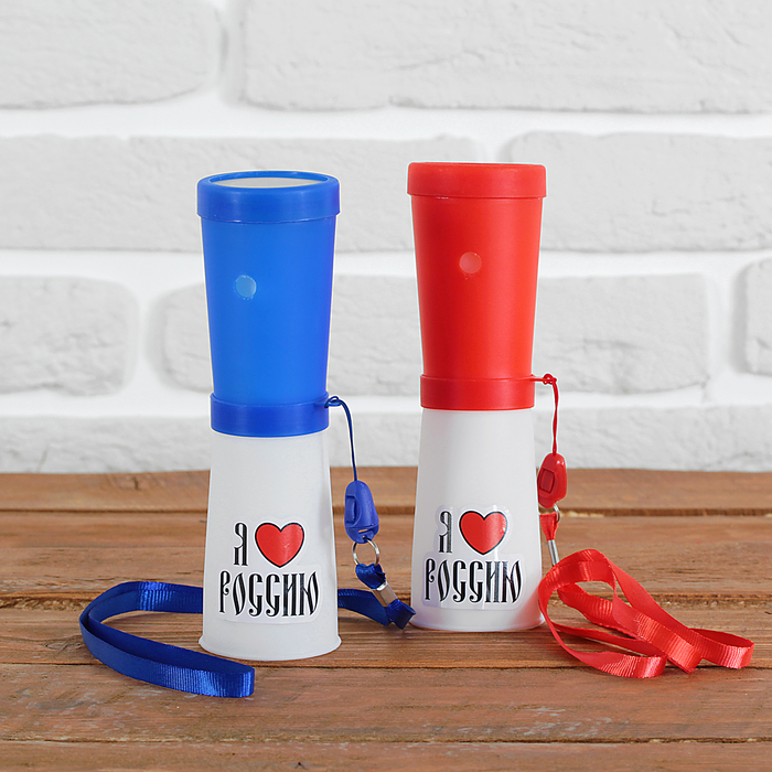 Свисток-гуделка болельщика "Я люблю Россию", 17 см, цвета МИКС