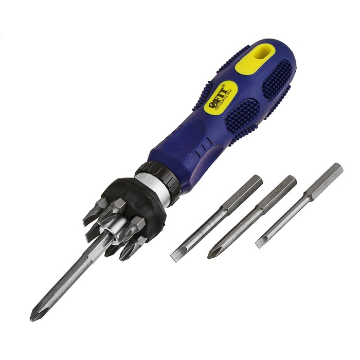 Отвертка FIT "Профи", усил. реверс, биты 25 мм: SL5-6, РН1-2, PZ1-2, 65 мм: SL4-5, РН1-2