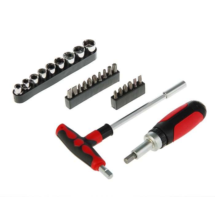 Отвертка FIT, Т-образн. магн, реверс, CrV, PH0-3, PZ0-3, SL4-7, T15-35, 1/4": 5-13 мм