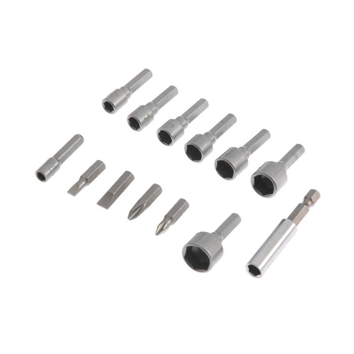 Набор бит и головок FIT, CrV, 4 биты + 8 головок + магн. адаптер, 13 шт.