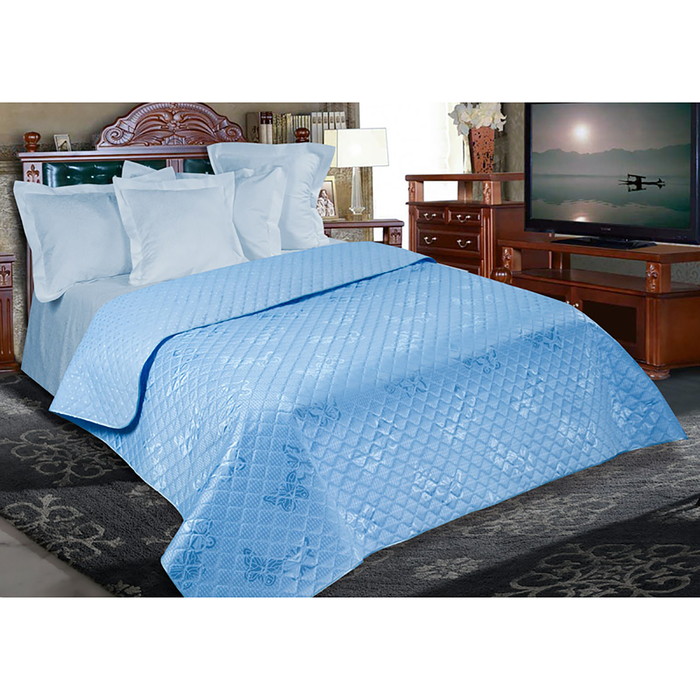 Покрывало АДЕЛЬ двухстороннее Голубая лагуна ультрастеп 200*220 см, трикот полиэстер 100%