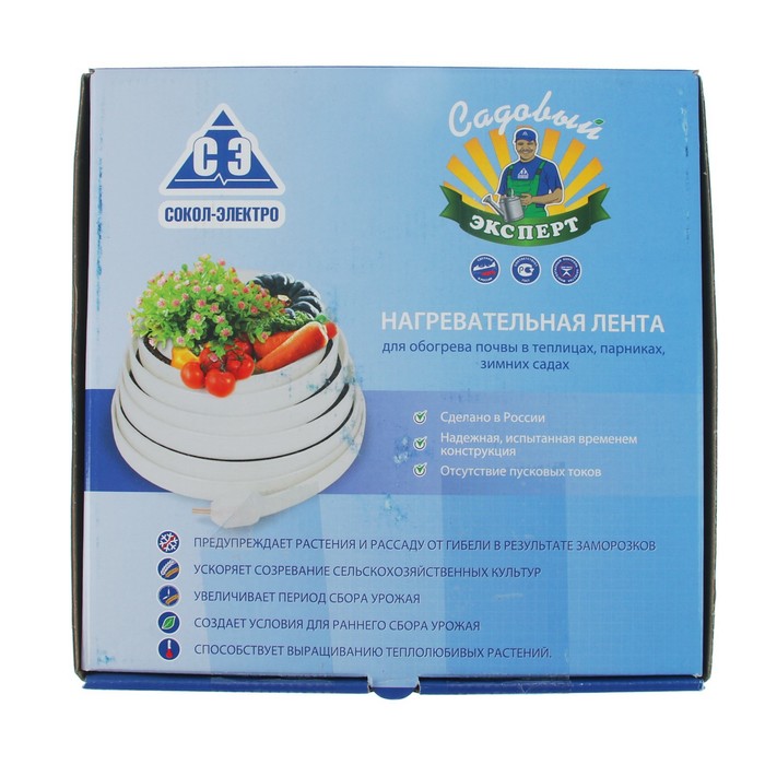 Лента для обогрева почвы, L= 6 м, терморегулятор +15...+20 °С, «Садовый эксперт»