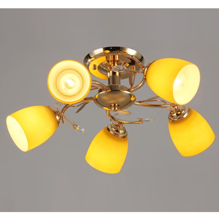 Люстра "Бейли" 5 ламп E27 40Вт 52х52х23см.хром-желтый