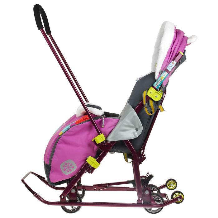 Санки-коляска "Ника детям 7-2", рисунок со снеговиком (модель 2017 года), цвет орхидея
