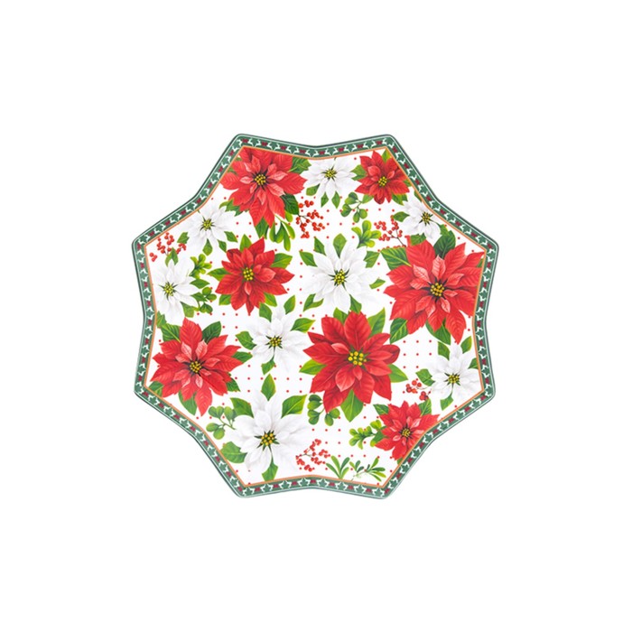 Блюдо сервировочное, 27,5 х 27,5 х 2 см, "Новогодняя сказка" 8 граней, фарфор