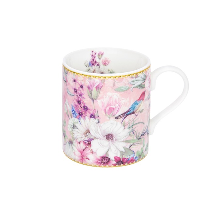 Кружка - подарок 230 мл, 10,5 х 7 х 8 см, "Птица в цветах" в подарочной коробке