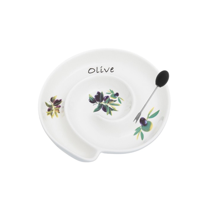 Блюдо 16,3 х 16,3 х 2,3 см, 170 мл, "Улитка Оливки", шпажка