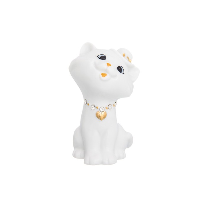 Фигурка декоративная 5 х 4 х 8 см, "Кошечка в шляпке стразы" белая, золото