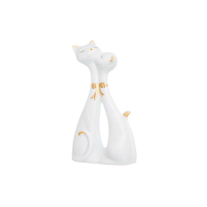 Фигурка декоративная 7 х 3,5 х 12 см, "Кошачьи нежности" белая, золото