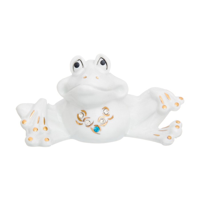 Фигурка декоративная 13 х 7 х 7 см, "Жабун стразы" белая, золото