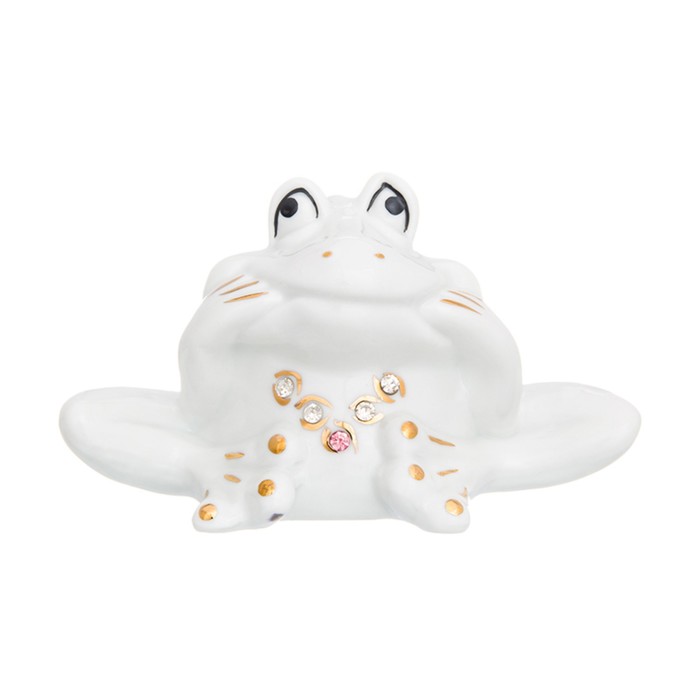 Фигурка декоративная 11,5 х 7,5 х 7 см, "Лягушка никому ничего не скажу стразы" белая, золото