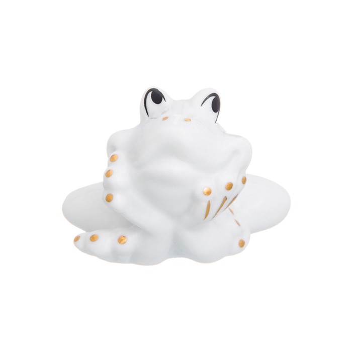Фигурка декоративная 5,7 х 5 х 4см, "Лягушка - мечтательница" белая, золото