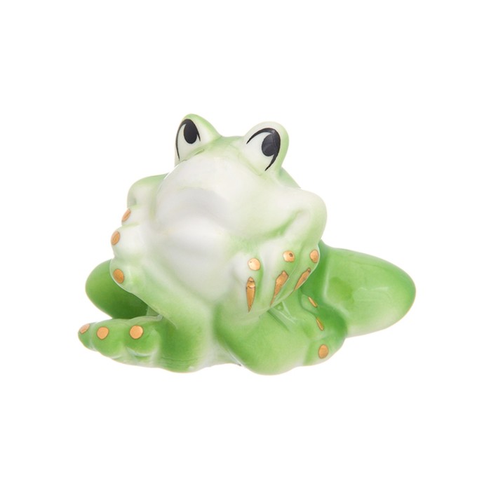 Фигурка декоративная 5,7 х 5 х 4см, "Лягушка - мечтательница" зеленая, золото