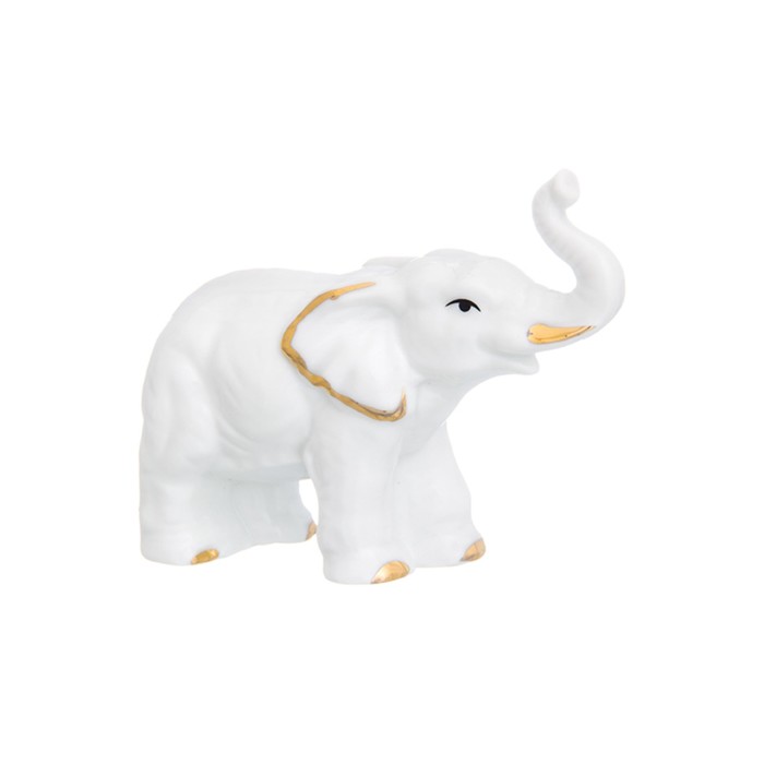 Фигурка декоративная 9 х 3 х 7 см, "Слон", белая, золото