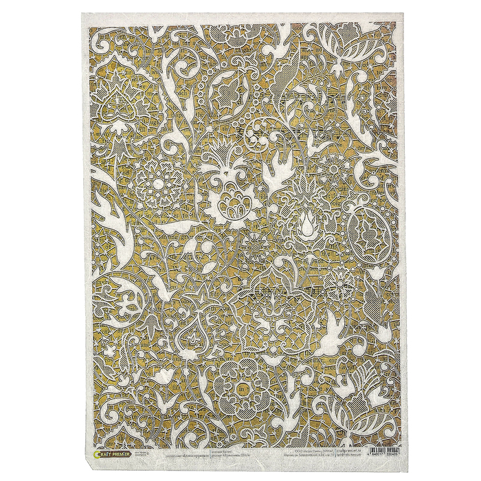 Рисовая бумага для декупажа "Белое кружево" формат  A3, 25г/м