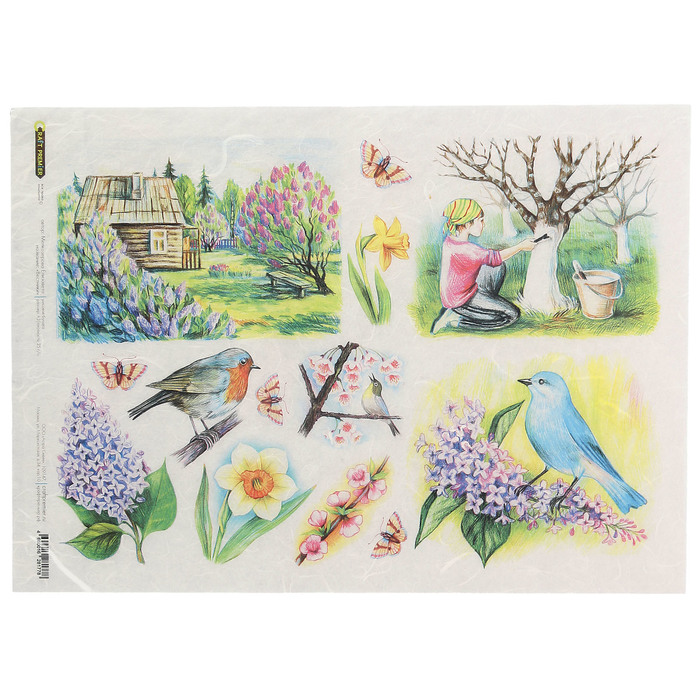 Рисовая бумага для декупажа "Вестники" формат  A3, 25г/м