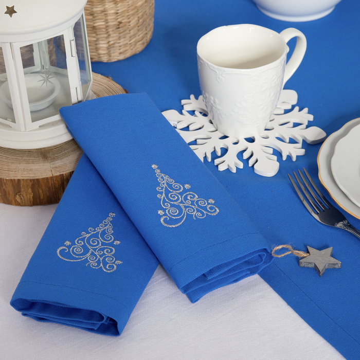 Набор салфеток "Этель" Волшебная ёлка, 40х40 цвет синий, 2 шт, с ВМГО хл, 200 гр/м²