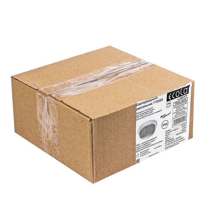 Светильник Ecola Light, ДПП03-7-101, 1*GX53, Круг, матовый, IP65, белый 185х185х85