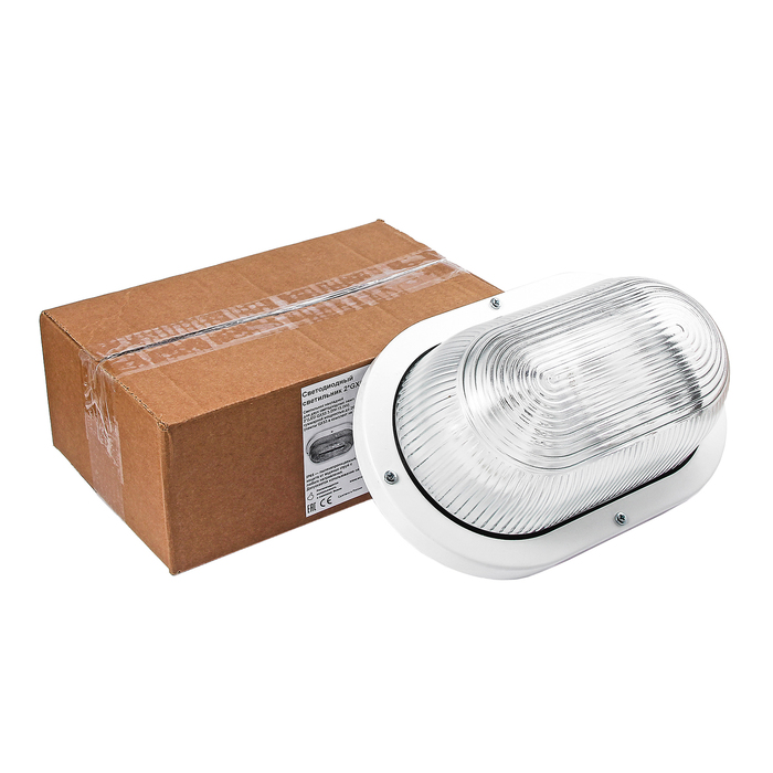 Светильник Ecola Light, ДПП03-9-002, 2*GX53, Овал, прозрачный, IP65, белый, 280х175х105