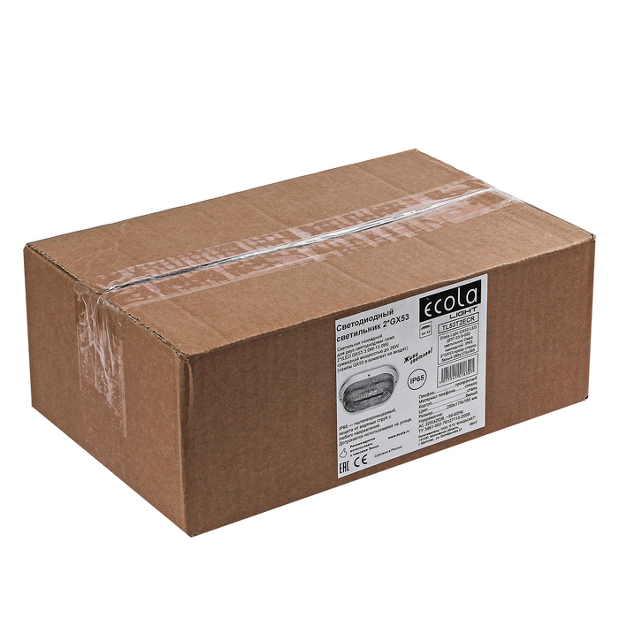 Светильник Ecola Light, ДПП03-9-002, 2*GX53, Овал, прозрачный, IP65, белый, 280х175х105