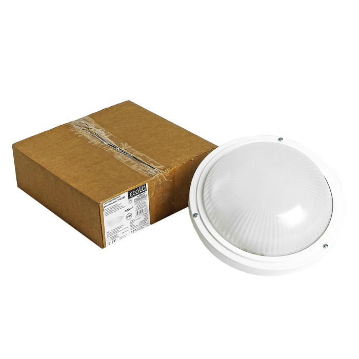 Светильник Ecola Light, ДПП03-18-103, 3*GX53, Круг, матовый, IP65, белый, 280х280х90