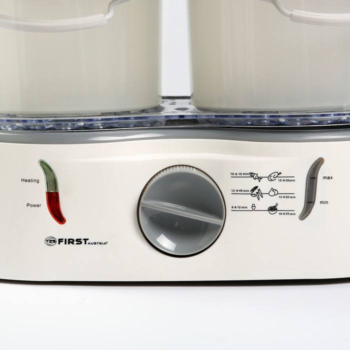 Пароварка FIRST FA-5101, 2 яруса, 900 Вт, таймер 60 мин, уровень воды, белый