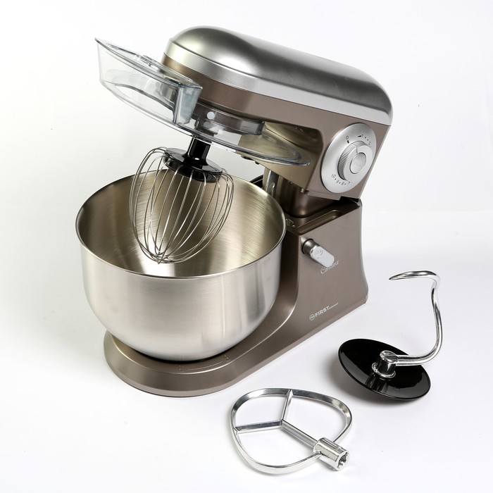 Миксер-тестомес FIRST FA-5259-3, 700 Вт, чаша 5 л, 10 скоростей, 3 насадки, серебристый