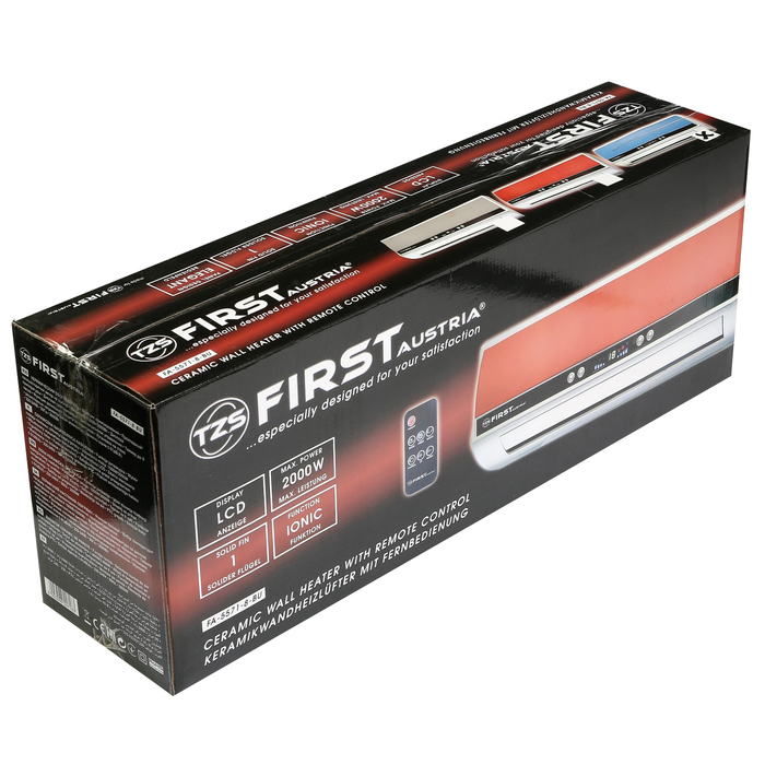 Тепловентилятор FIRST FA-5571-8, 2000 Вт, настенный, ДУ, керамический, голубой