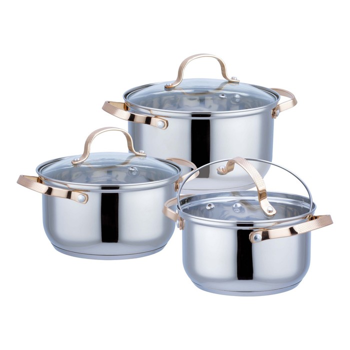 Набор из 3-х кастрюль: 1,9 л, 3,6 л, 6,1 л