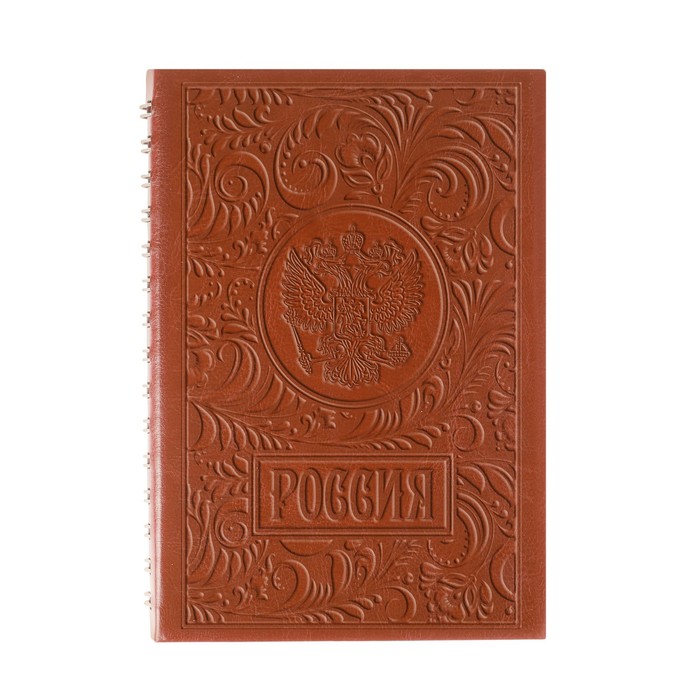 Ежедневник на скрытом гребне "Россия", экокожа, А5, 160 листов