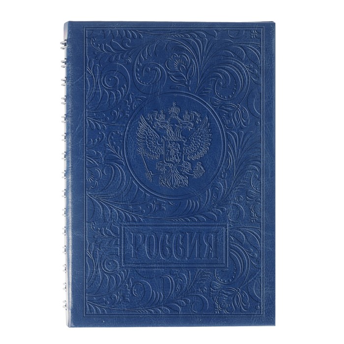 Ежедневник на скрытом гребне "Россия", экокожа, А5, 160 листов