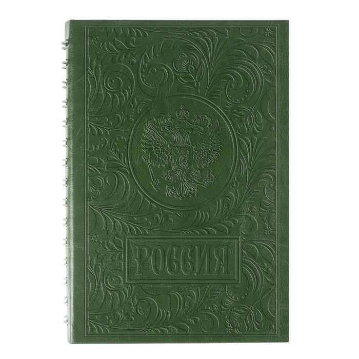 Ежедневник на скрытом гребне "Россия", экокожа, А5, 160 листов