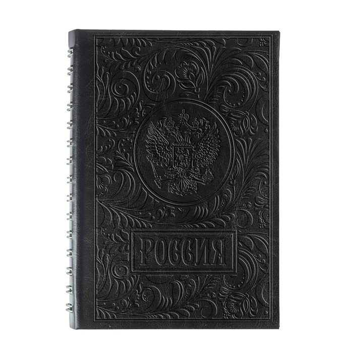 Ежедневник на скрытом гребне "Россия", экокожа, А5, 160 листов
