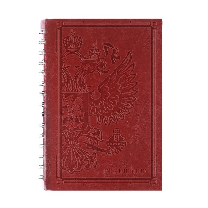 Ежедневник на скрытом гребне "Герб", экокожа, А5, 160 листов