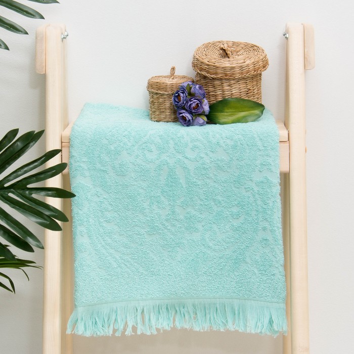 Полотенце махровое жаккард "Seville" 47х90 см, цв.мятный,  340 г/м2, 100% хлопок