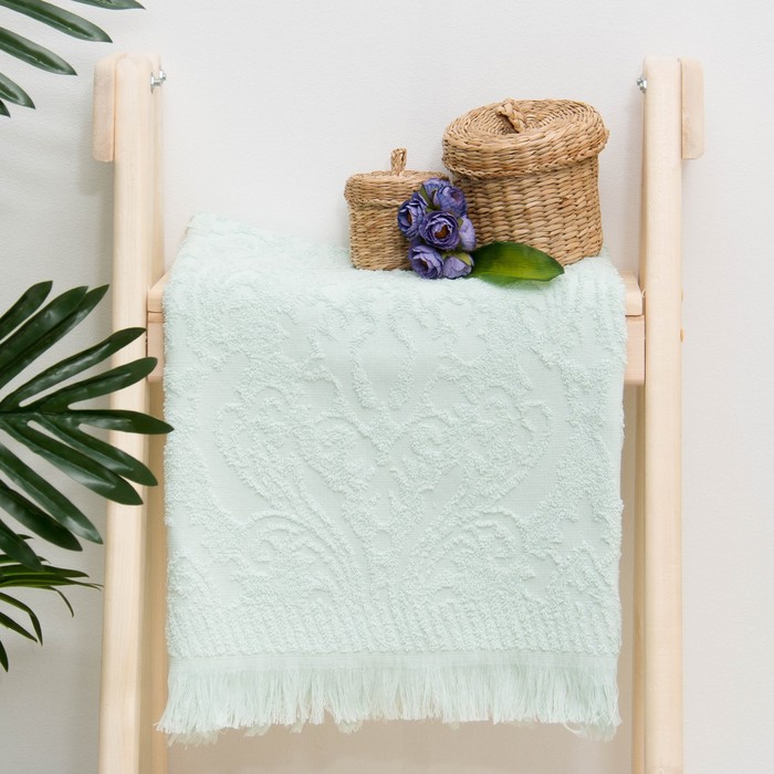 Полотенце махровое жаккард "Seville" 70х130 см, цв.ментоловый, 340 г/м2, 100% хлопок
