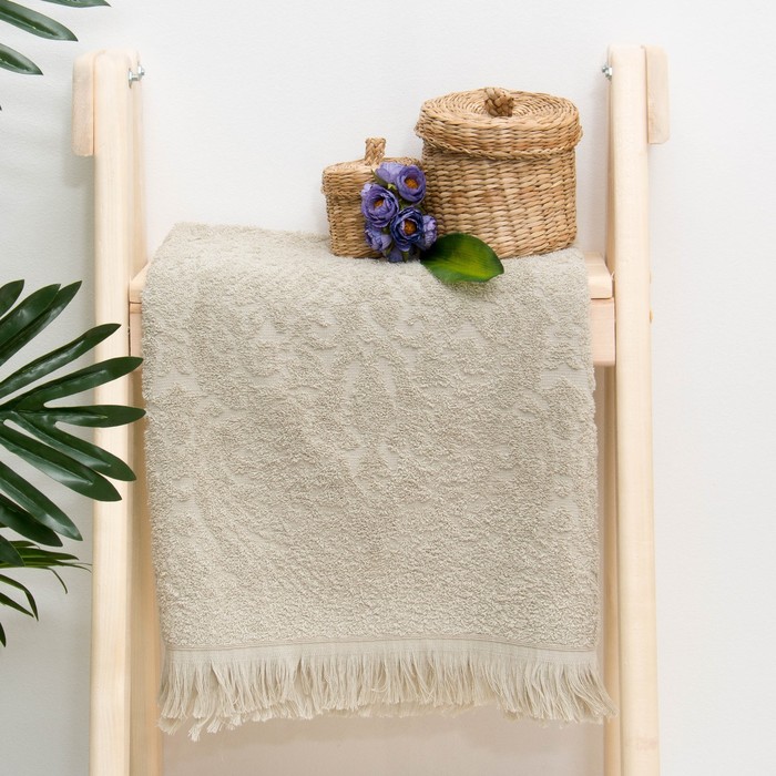 Полотенце махровое жаккард "Seville" 70х130 см, цв.серый шато,  340 г/м2, 100% хлопок