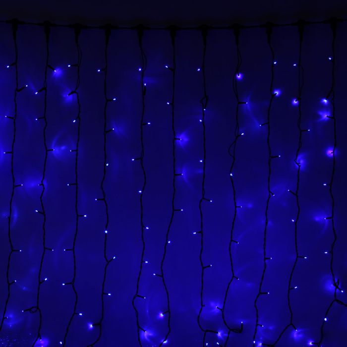 Гирлянда"Занавес"ул.УМС,Ш:2,В:9,Н.Т.2W LED-1800-220V,БЕЗ конт.фикс СИНИЙ Уценка порвана уп-ка