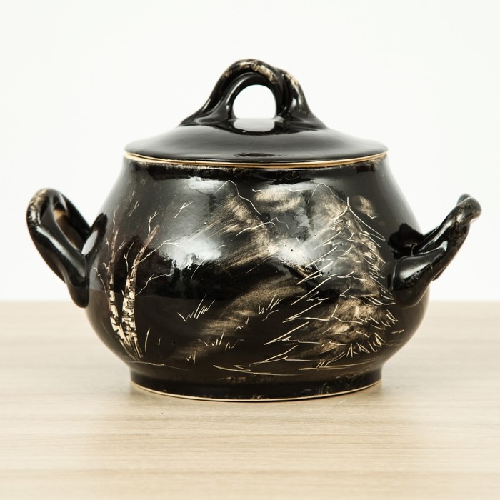 Жаровня 3 л "Обжора", глянец, чёрная