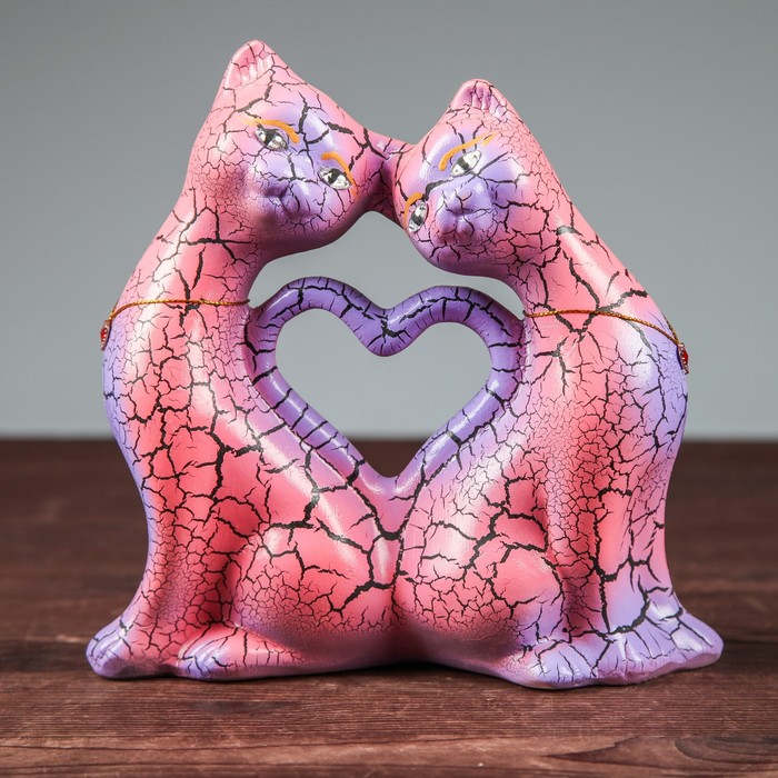 Копилка "Кошки сердце", кракелюр, микс