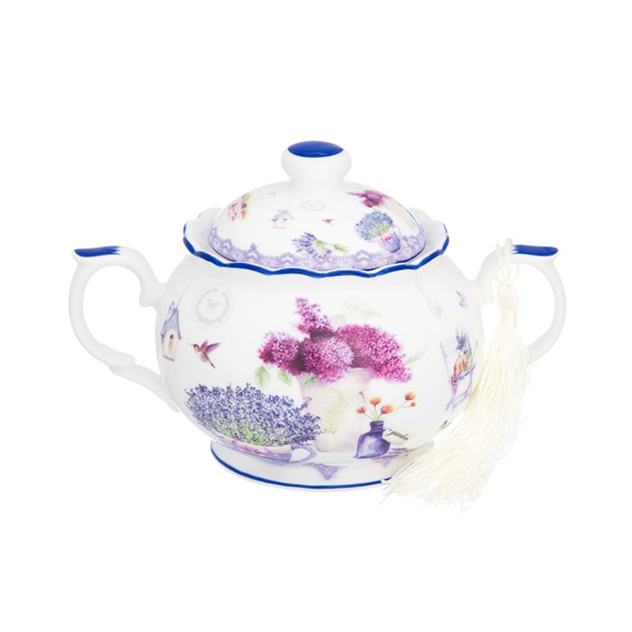 Сахарница 380 мл, 15,5 х 10 х 10 см, "Лаванда", фарфор